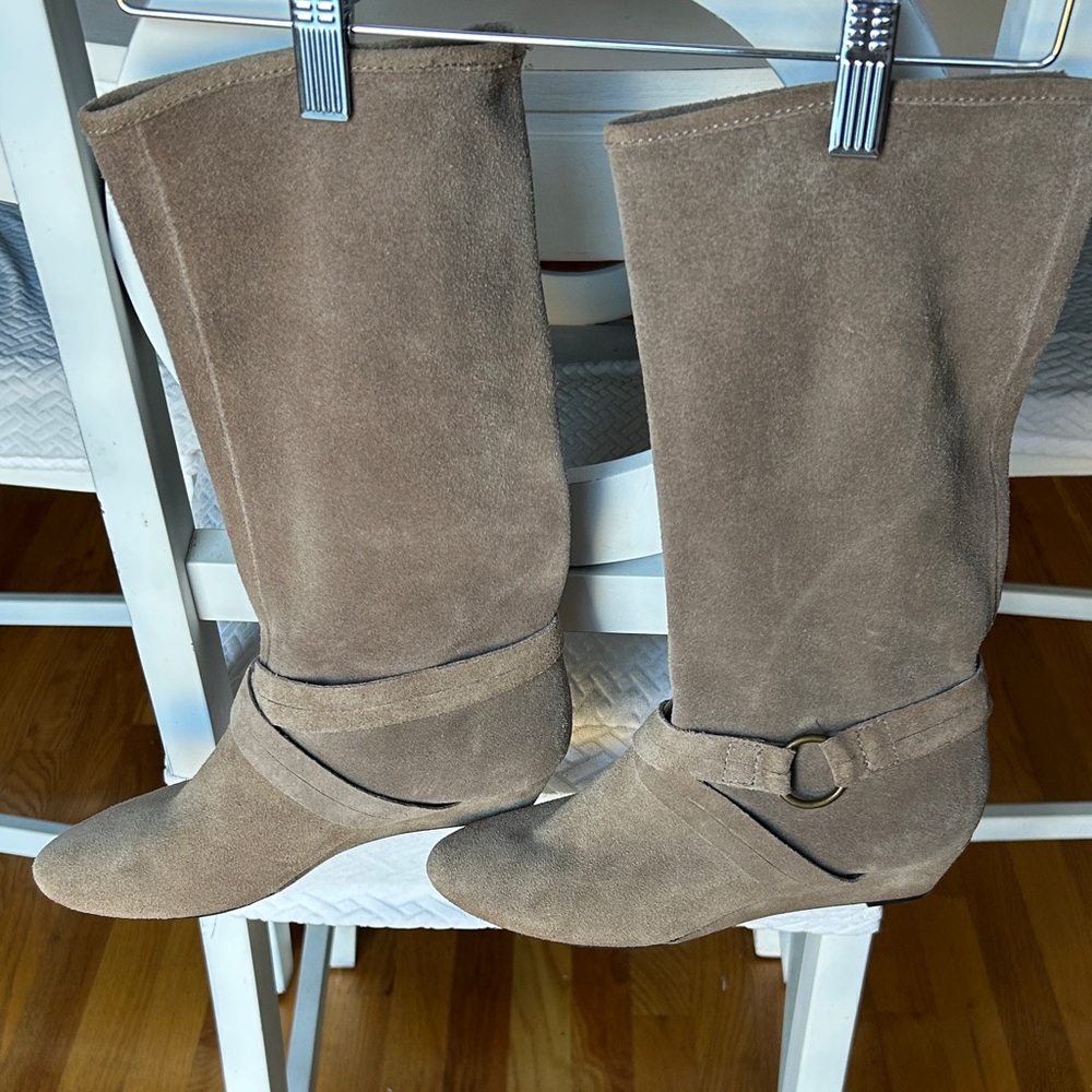 DKNYC Taupe Suede Heeled Boots
